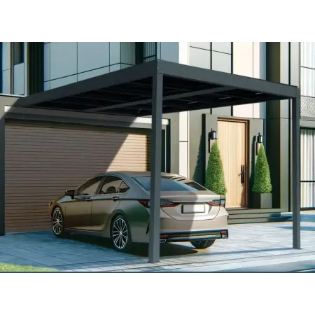 Voici le carport mural solaire en aluminium RAL 7016