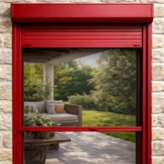 Volet roulant électrique avec moustiquaire intégrée anthracite sur mesure avec système push-push et toile en fibre de verre 2