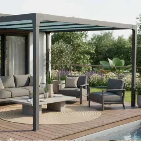 Carport alu adossé structure RAL 7016