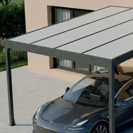 carport haut de gamme structure en aluminium gris anthracite