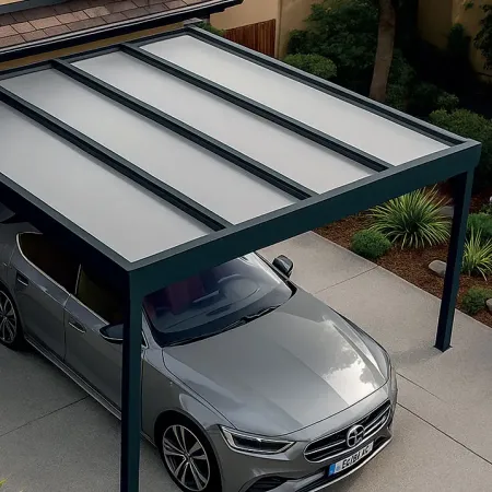 Carport voiture en structure aluminium avec panneaux toit isolés