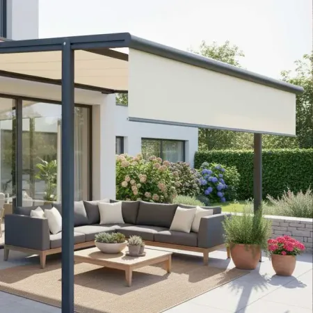 Un vrai compromis entre pergola toile et store banne au meilleur prix de France