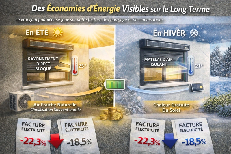 Des économies d'énergie visibles sur le long terme : volet roulant solaire