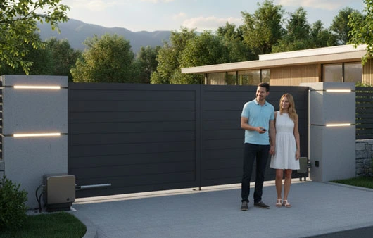 Portail Aluminium Battant Sur Mesure avec un couple devant