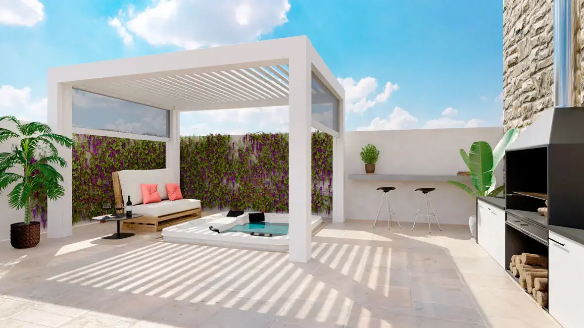Pergola bioclimatique en kit : store pergola