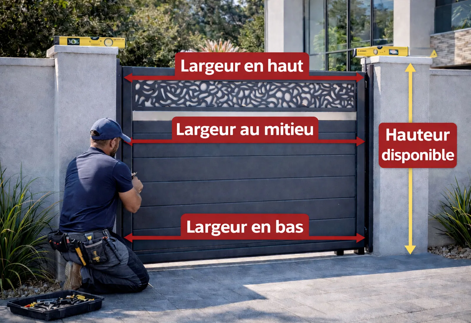 prendre les dimensions du portail coulissant en aluminium