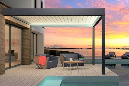 Pergola Bioclimatique H2 Adossée à lames parallèles
