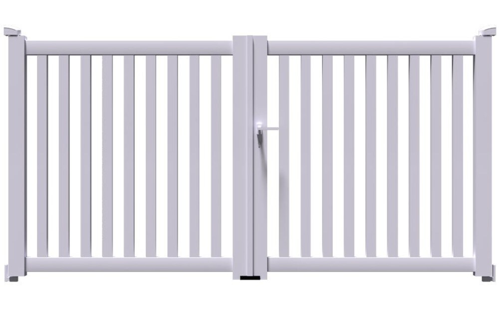 Portail aluminium DEN à 2 vantaux battants, en tubes verticaux espacés