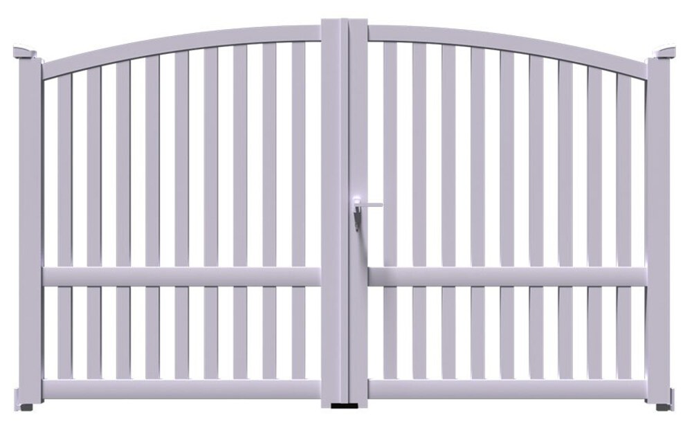 Portail aluminium ROC à 2 vantaux battants, entièrement ajouré en profilés verticaux