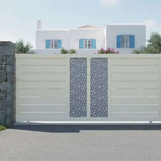 Portail coulissant BARBUDA en RAL 1015 ivoire clair