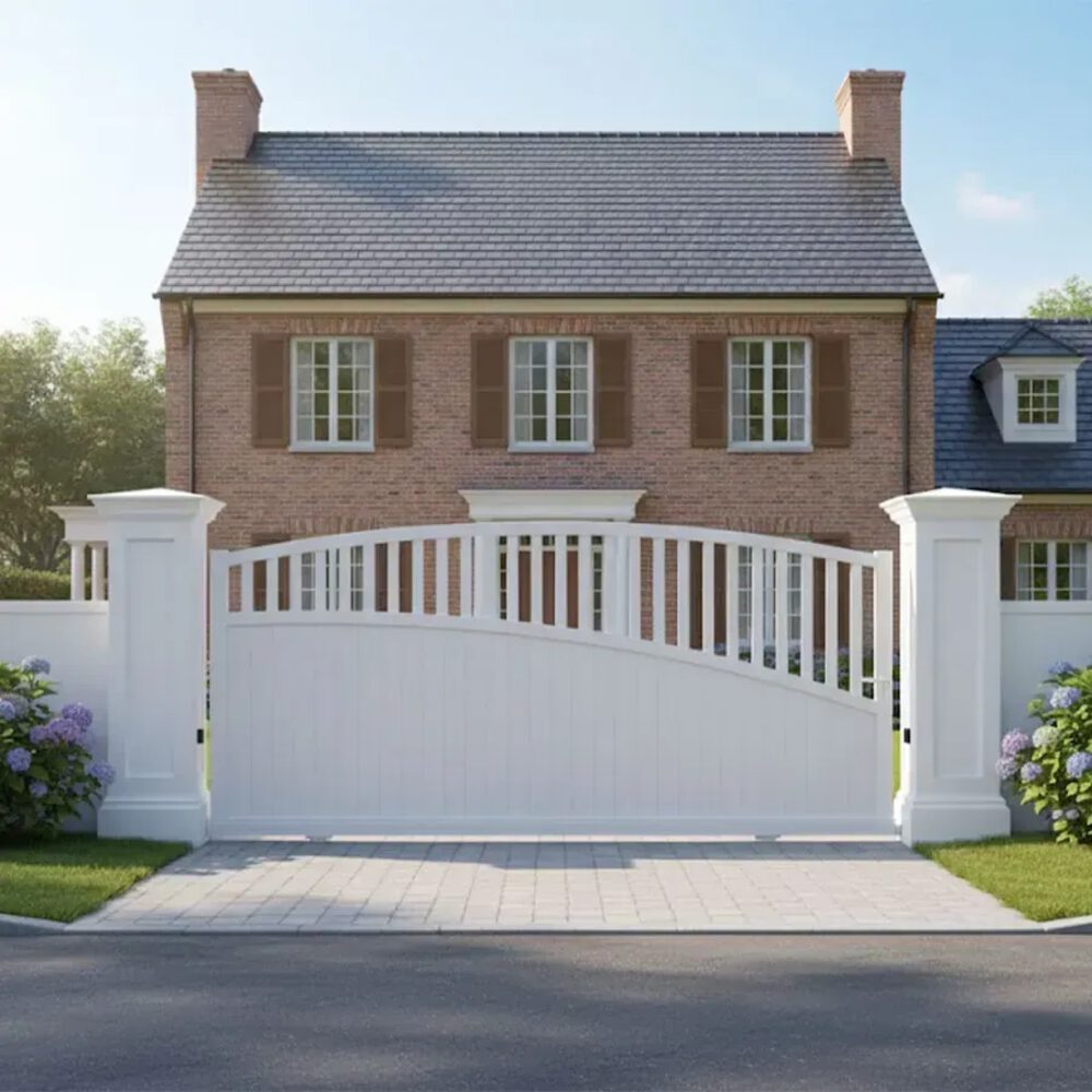 Portail coulissant LANZA blanc RAL 9016, fermé