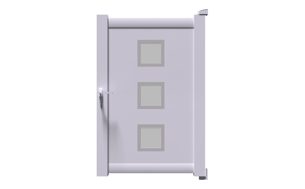 Portillon aluminium ARSE à 1 vantail, panneau décoratif à 3 carrés