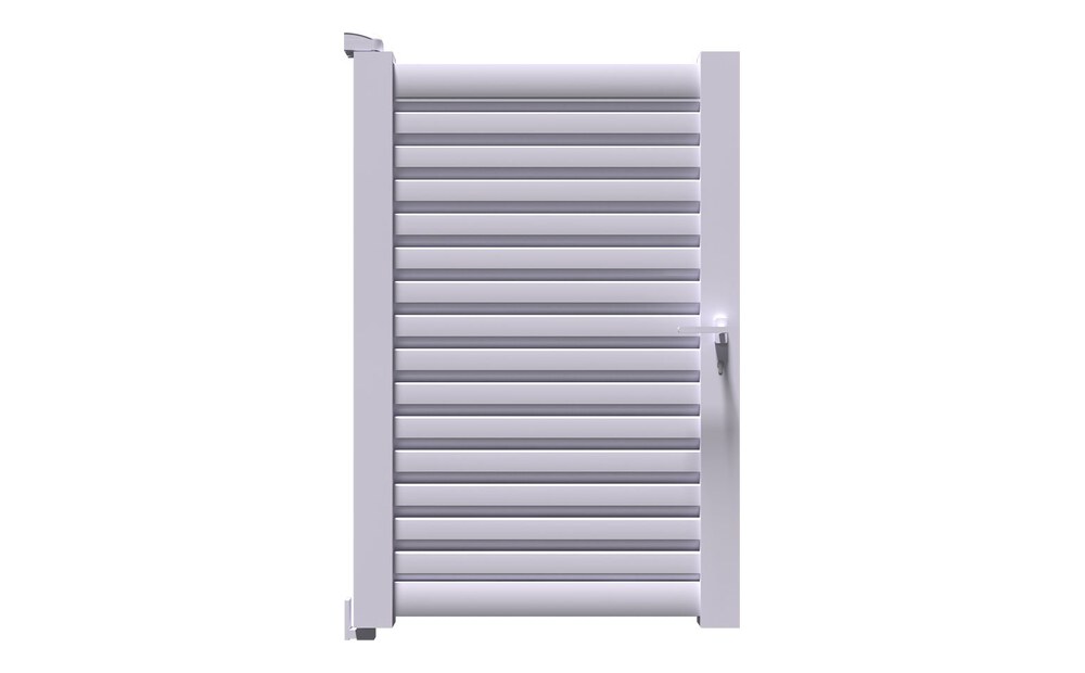 Portillon aluminium BAGO à 1 vantail, entièrement en lames type ailettes