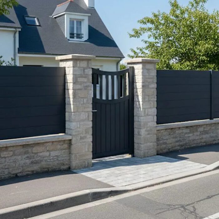 Portillon aluminium BEN gris anthracite avec sa clôture assortie