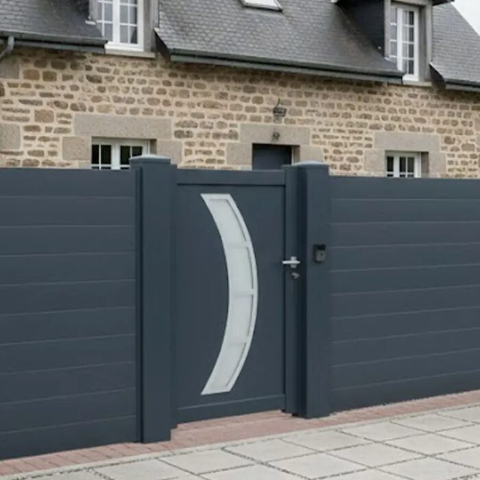 Portillon aluminium DALL gris anthracite avec sa clôture assortie