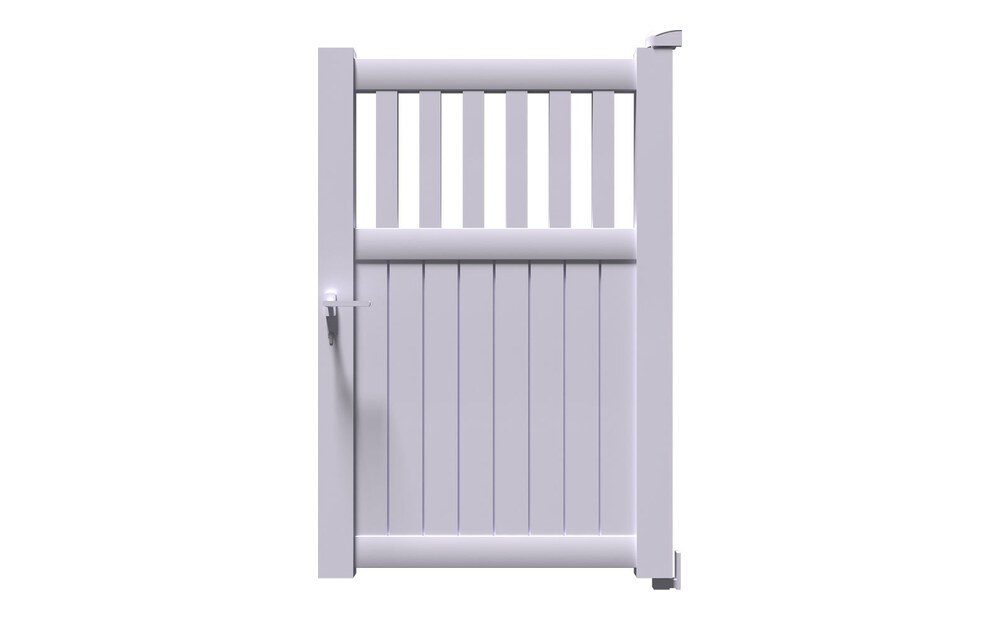 Portillon aluminium DEL à 1 vantail, bas plein et barreaux verticaux en partie haute