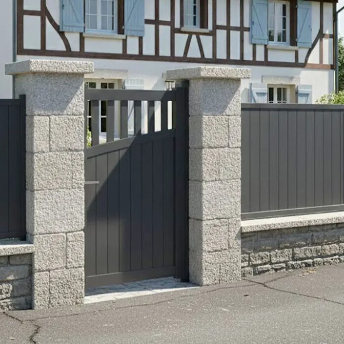 Portillon aluminium GO gris anthracite avec sa clôture assortie