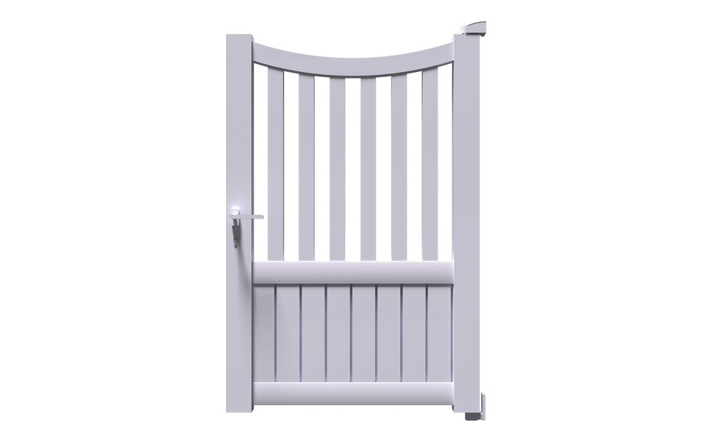 Portillon aluminium ICO à 1 vantail, profilé haut cintré et barreaux verticaux