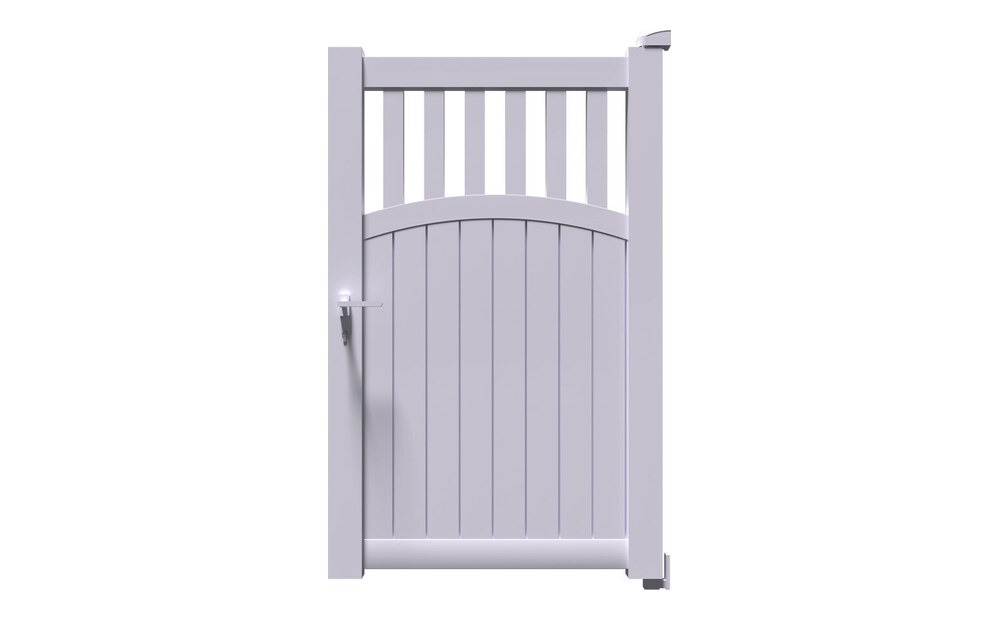 Portillon aluminium KIMI à 1 vantail, partie haute ajourée sous un profilé cintré