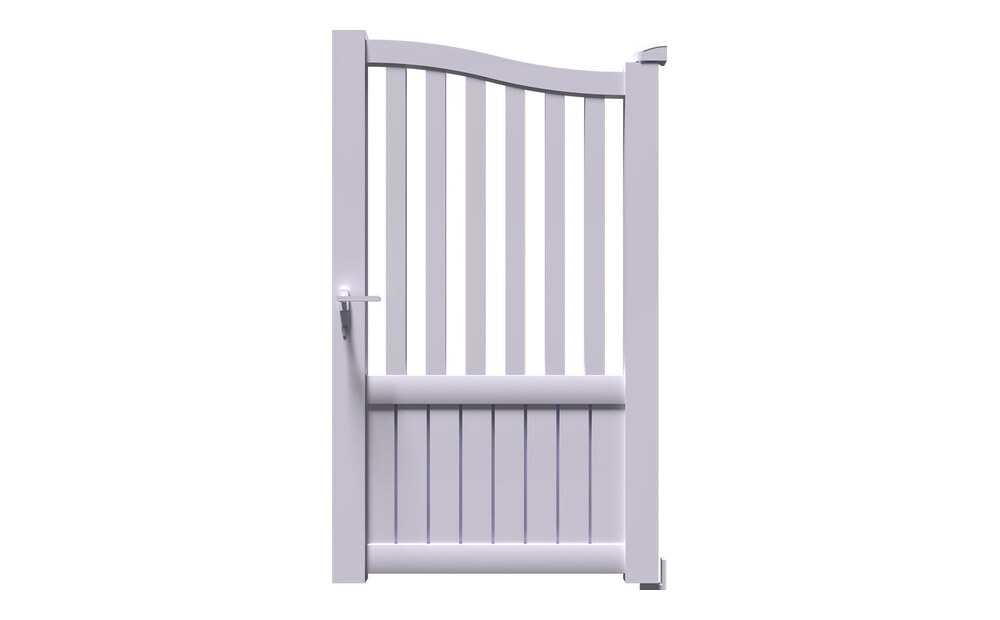 Portillon aluminium LEV à 1 vantail, profilé haut en chapeau de gendarme et profilés verticaux