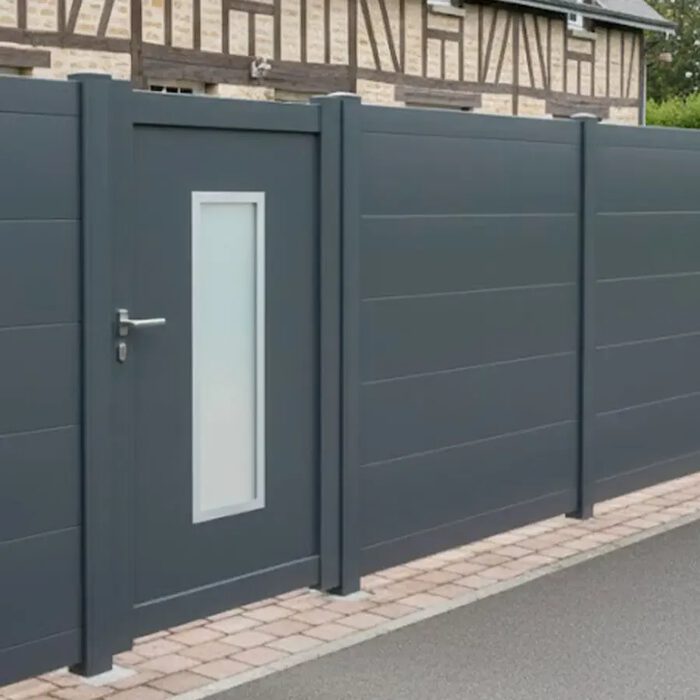 Portillon aluminium ORC gris anthracite avec sa clôture assortie