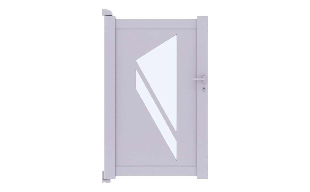 Portillon aluminium PRIBI à 1 vantail, panneau décoratif avec décor triangulaire
