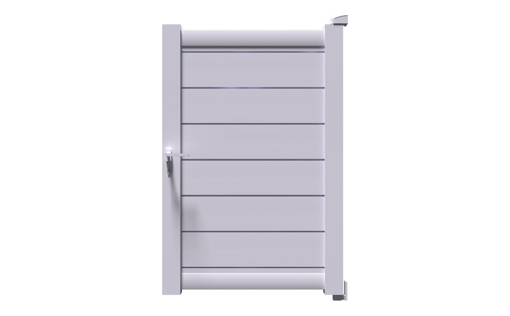 Portillon aluminium TIC à 1 vantail, plein en lames horizontales de 200 mm