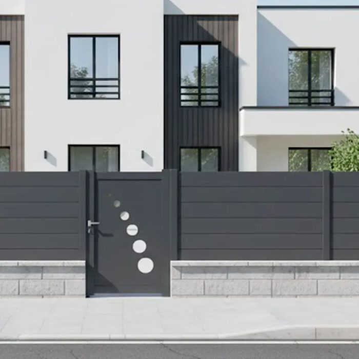 Portillon aluminium TRAI gris anthracite avec sa clôture assortie