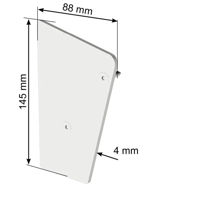 Dessin coté de la joue d'about de l'auvent fixe : 145 x 88 mm, épaisseur 4 mm