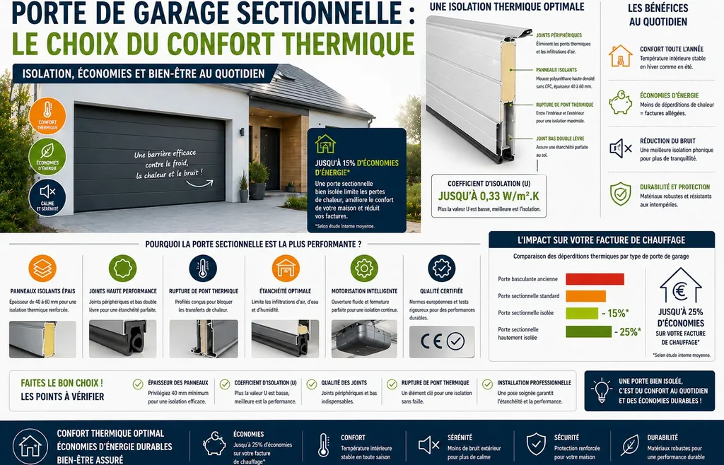 Porte de garage sectionnelle et confort thermique : isolation, économies et bien-être au quotidien