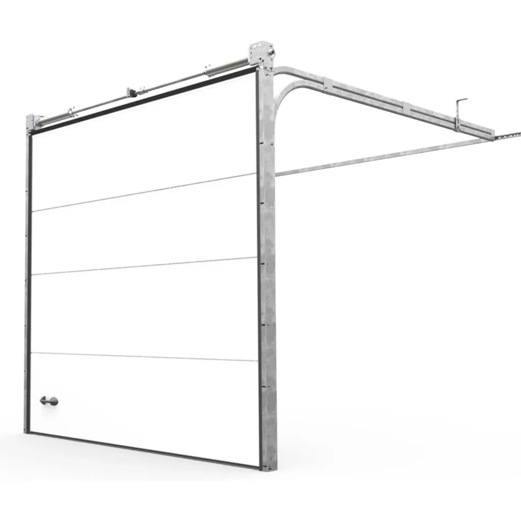 Détail de montage d'une porte de garage sectionnelle à refoulement plafond