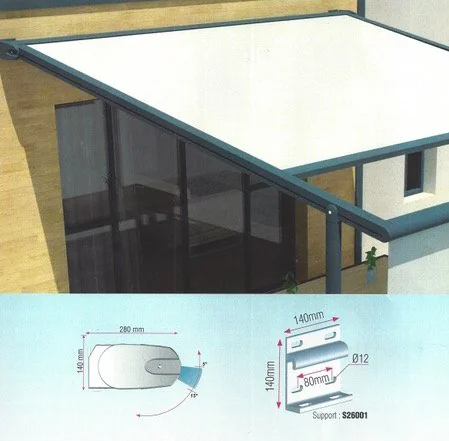 Cotes du coffre du store pergola 135 et de son support mural référence S26001