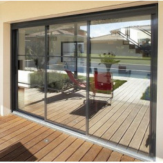 Baie coulissante aluminium 3 vantaux sur 3 rails