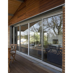 Baie coulissante aluminium 4 vantaux sur 2 rails