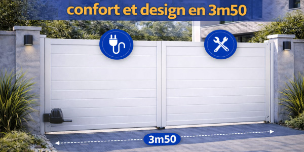 Portail alu battant motorisé : confort et design en 3m50