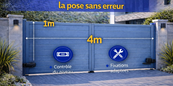 Portail aluminium battant 4m 1m80 : la pose sans erreur