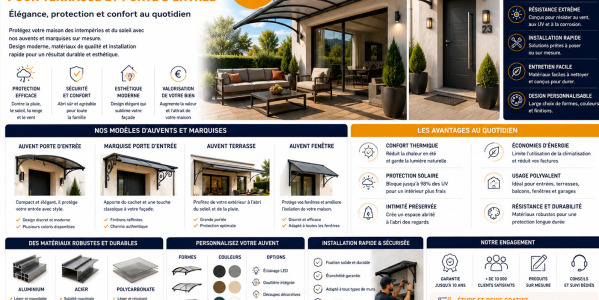  Marquises et Auvents pour terrasse et porte d'entrée