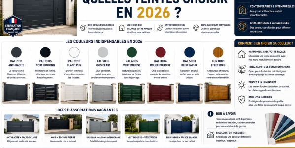 Coloris portail battant, portail coulissant et portillon en aluminium