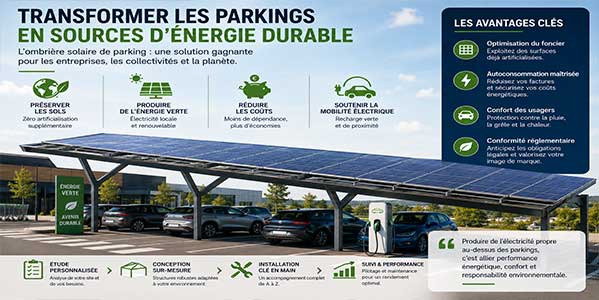 Ombrière solaire : produire de l'énergie sans sacrifier le stationnement